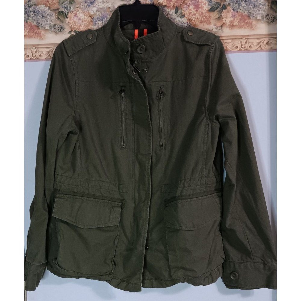 JC Penny Medium Green Utility Cargo Outdoor Boho Classic Peasant Pocket Jacket